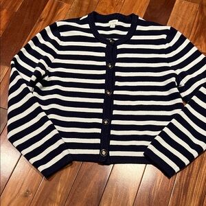 J. Crew Navy and white Striped Cardigan